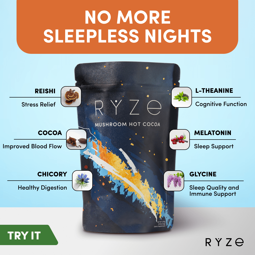 RYZE Hot Cocoa - with 6 Sleep Superfoods to Help Fall Asleep and Stay Asleep - T09I